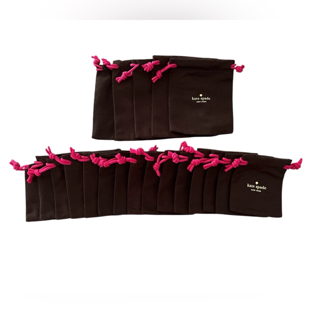 Kate Spade Jewelry Pouch Dust Bag Brown Pink Drawstring 15 Small 5 Medium